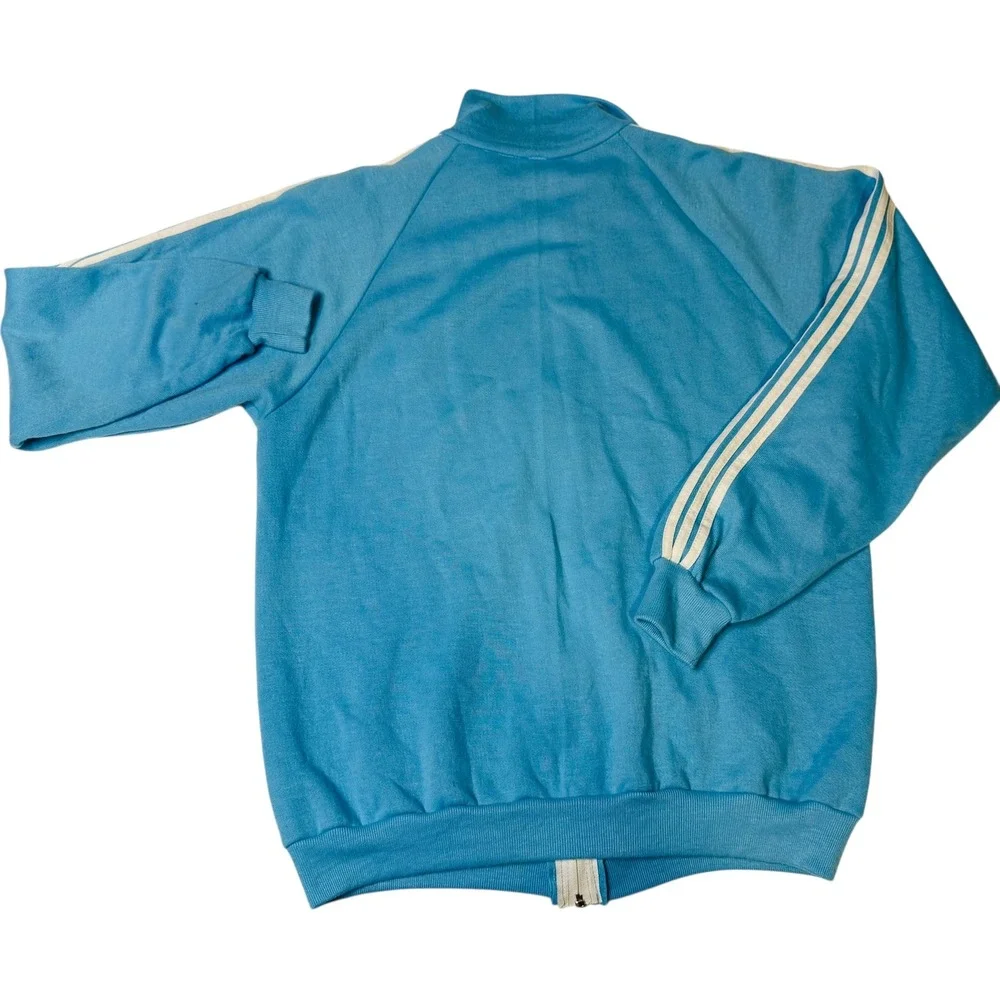 Vtg Blue Warm Up Track Jacket Mens Large Made in USA Athletic Stripes 80s 90s - Picture 5 of 5